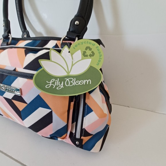 Lily Bloom Satchel Bag Purse Shoulder Large Geometric Womens NWT - Picture 7 of 10